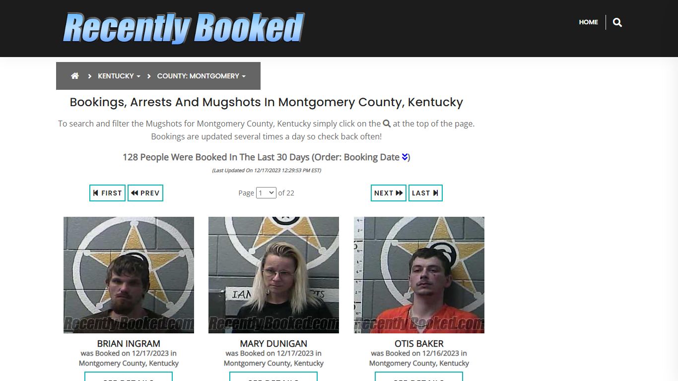 Bookings, Arrests and Mugshots in Montgomery County, Kentucky